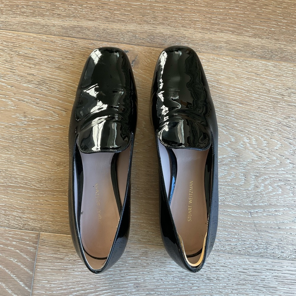 Stuart Weitzman Black Patent Leather Loafers
